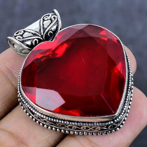 Beautiful Garnet Pendant Necklace, 925 Sterling Silver Gemstone Pendant, Handmade Silver Heart Shape Garnet Pendant, Garnet Jewelry For Her