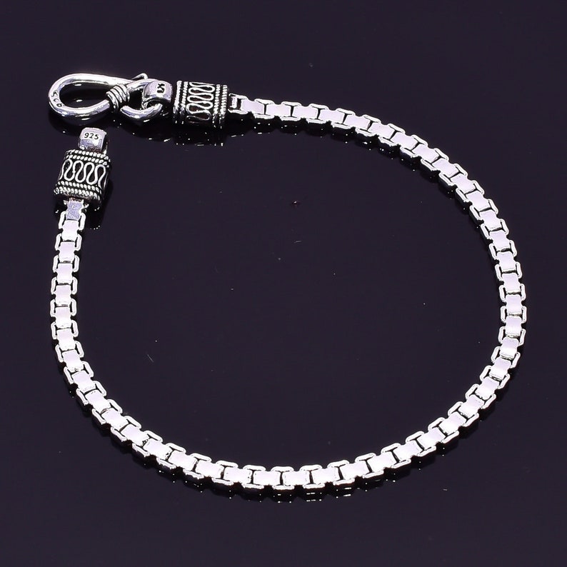 92.5 Solid Sterling Silver Oxidize Antique Design Curb Chain Style Bracelet Length-7 Handmade Vintage Style Bracelet PJ-523 Weight-10.52 Gm