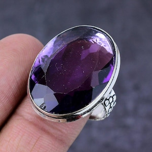 Amethyst Ring, Oval Cut Amethyst Ring For Women-Men, 925 Sterling Silver Handmade Ring, Purple Stone Ring, Bridesmaid Gift, Amethyst Jewelry