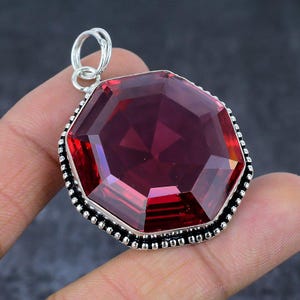 Red Garnet Pendant Necklace, 925 Sterling Silver Gemstone Pendant, Handmade Silver Garnet Pendant, Anniversary Gift, Garnet Jewelry For Her