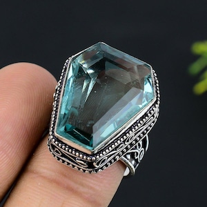 Beautiful Aqua Apatite Ring, 925 Sterling Silver Gemstone Ring, Women Jewelry, Gorgeous Gemstone Ring, Apatite Jewelry, Wedding Ring For Her