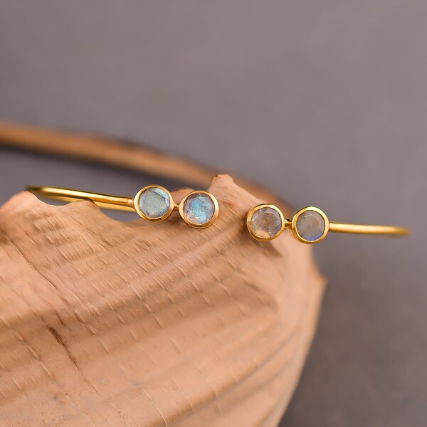 Genuine Natural Labradorite Cuff Bracelet
