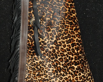 Custom Made Leather Kid's Chaps/Youth/Toddler/New/ Leopard/R Bar K