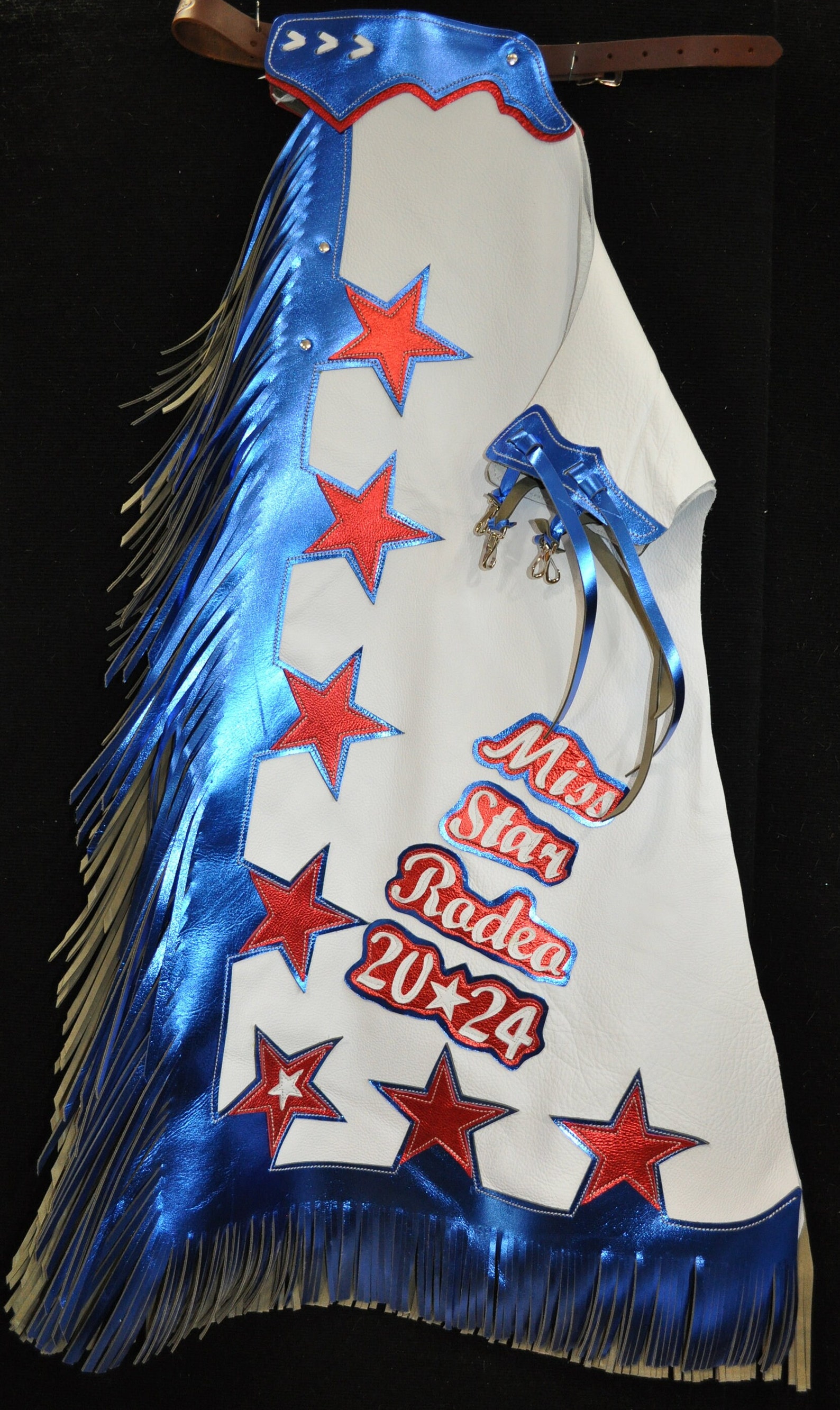 Custom Made Rodeo Royalty Chaps/ New/ Custom Leather/ Patriotic Rodeo ...