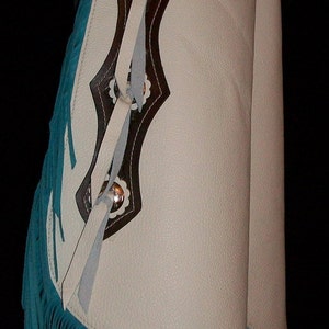 Custom Made Leather Chinks/New Chaps/ Turquoise/R Bar K