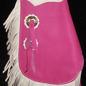 Custom Made Leather Kid&#39;s Chinks/Youth/Toddler/New/ Pink/R Bar K