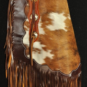 Custom Made Hair On Cowhide Leather Chinks/New Chaps/R Bar K