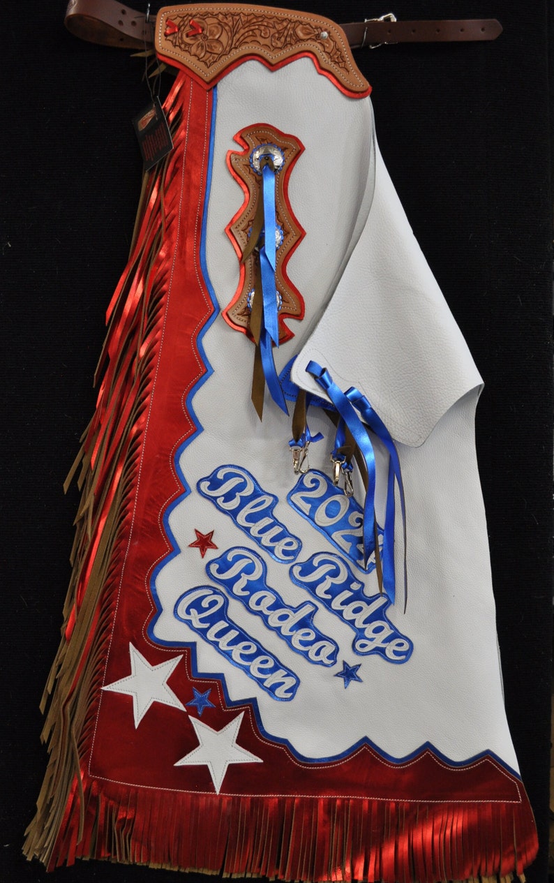 Custom Made Rodeo Royalty Chaps/ New/ Custom Leather/ Patriotic Rodeo ...