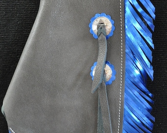Custom Made Leather Kid's/ Toddler/Youth Chinks/New/ Metallic Blue/R Bar K