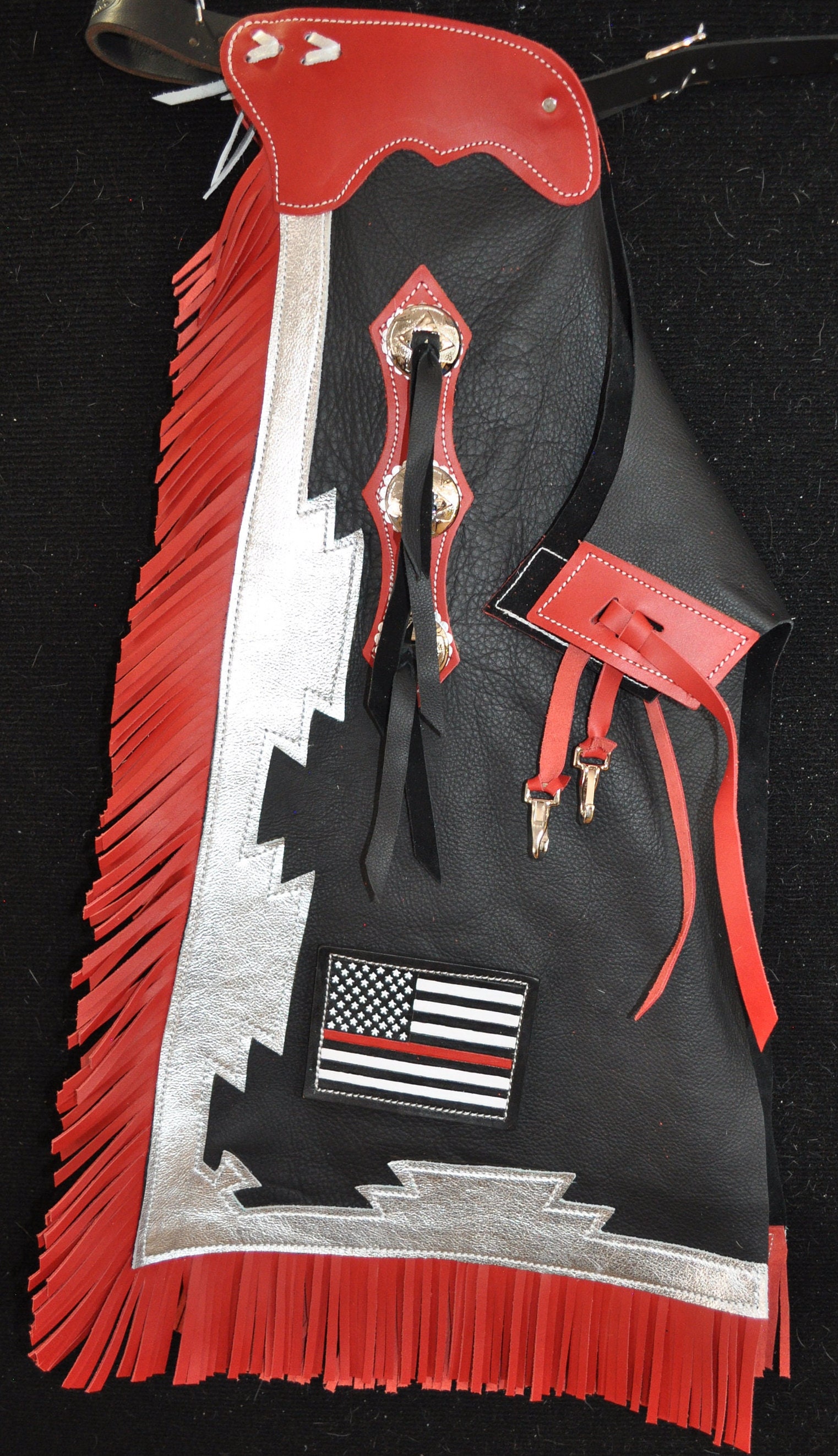 Red Chaps Custom Made Thin Red Line Chaps/ New/ Custom Leather/ Rodeo Chaps/r Bar ...