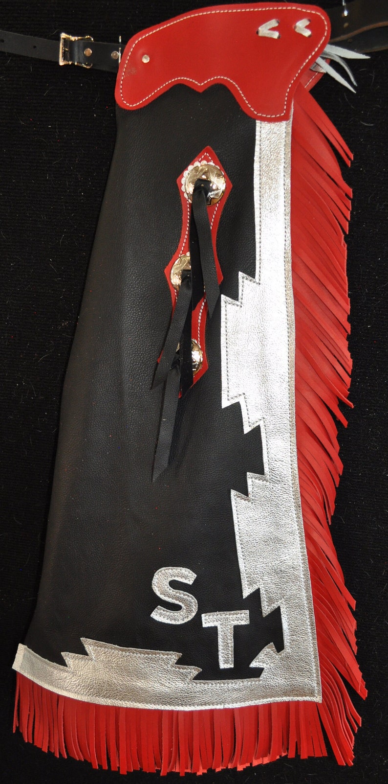Red Chaps Custom Made Thin Red Line Chaps/ New/ Custom Leather/ Rodeo Chaps/r Bar ...