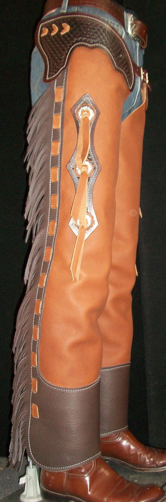 Custom Made Leather Shotgun Chaps/ New/R Bar K