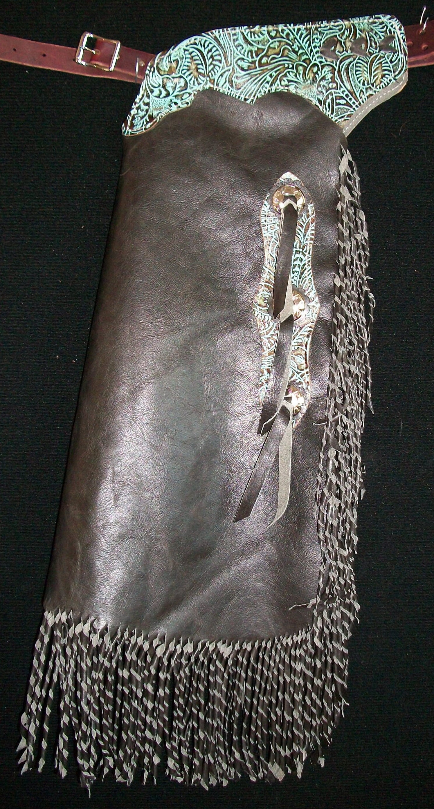 Chaps En Cuir Violets Sur Mesure - R Bar K - Trail Riding - Neuf Made In USA