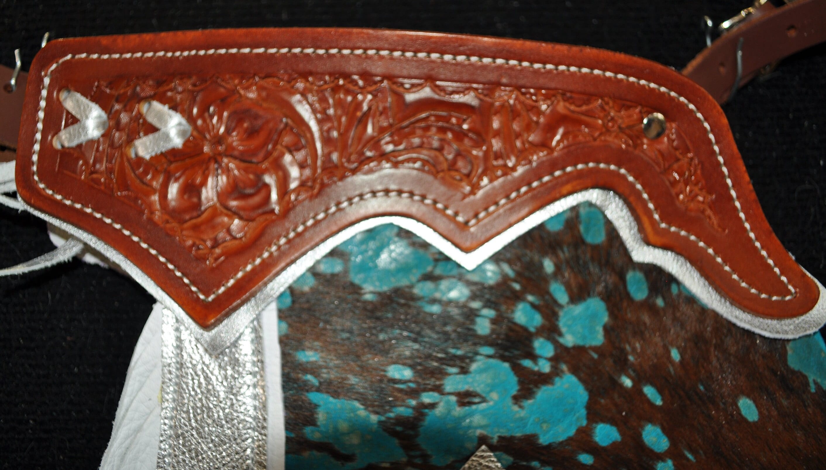 Custom Made Rodeo Royalty Chaps/ New/ Custom Leather/ Turquoise Acid ...