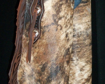 Custom Made Leather Chinks/New Chaps/ Exotic Hair On Hide/R Bar K