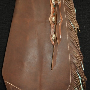 Custom Made Leather Chinks/New Chaps/Turquoise/R Bar K
