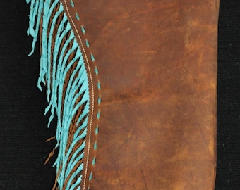 Custom Made Leather Shotgun Chaps/Turquoise/New/R Bar K