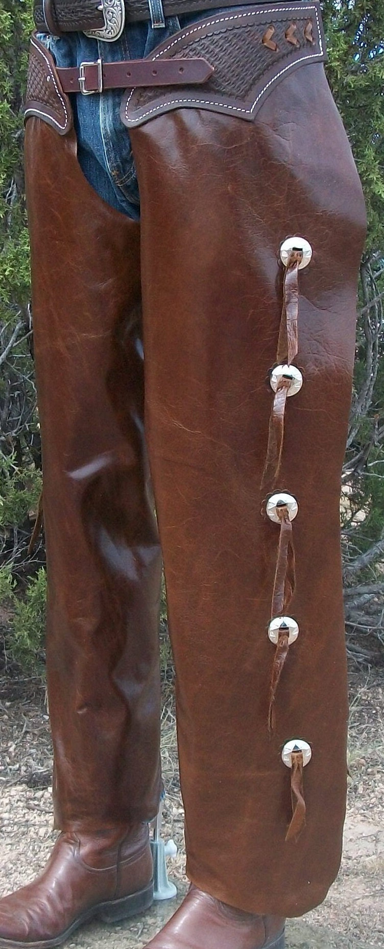 Custom Made Leather Shotgun Chaps/ New/R Bar K
