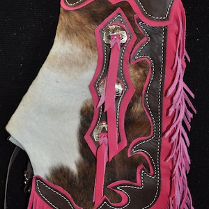 Custom Made Hair On Hide Kids/Toddler/ Youth Chinks/New Leather / Pink/ R Bar K