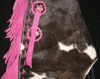 Custom Made Hair On Hide Kids/Toddler/ Youth Chinks/New Leather / Pink/ R Bar K