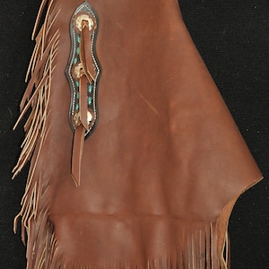 Custom Made Leather Chinks/New Chaps/Turquoise/R Bar K
