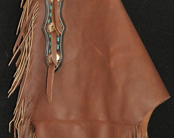 Custom Made Leather Chinks/New Chaps/Turquoise/R Bar K