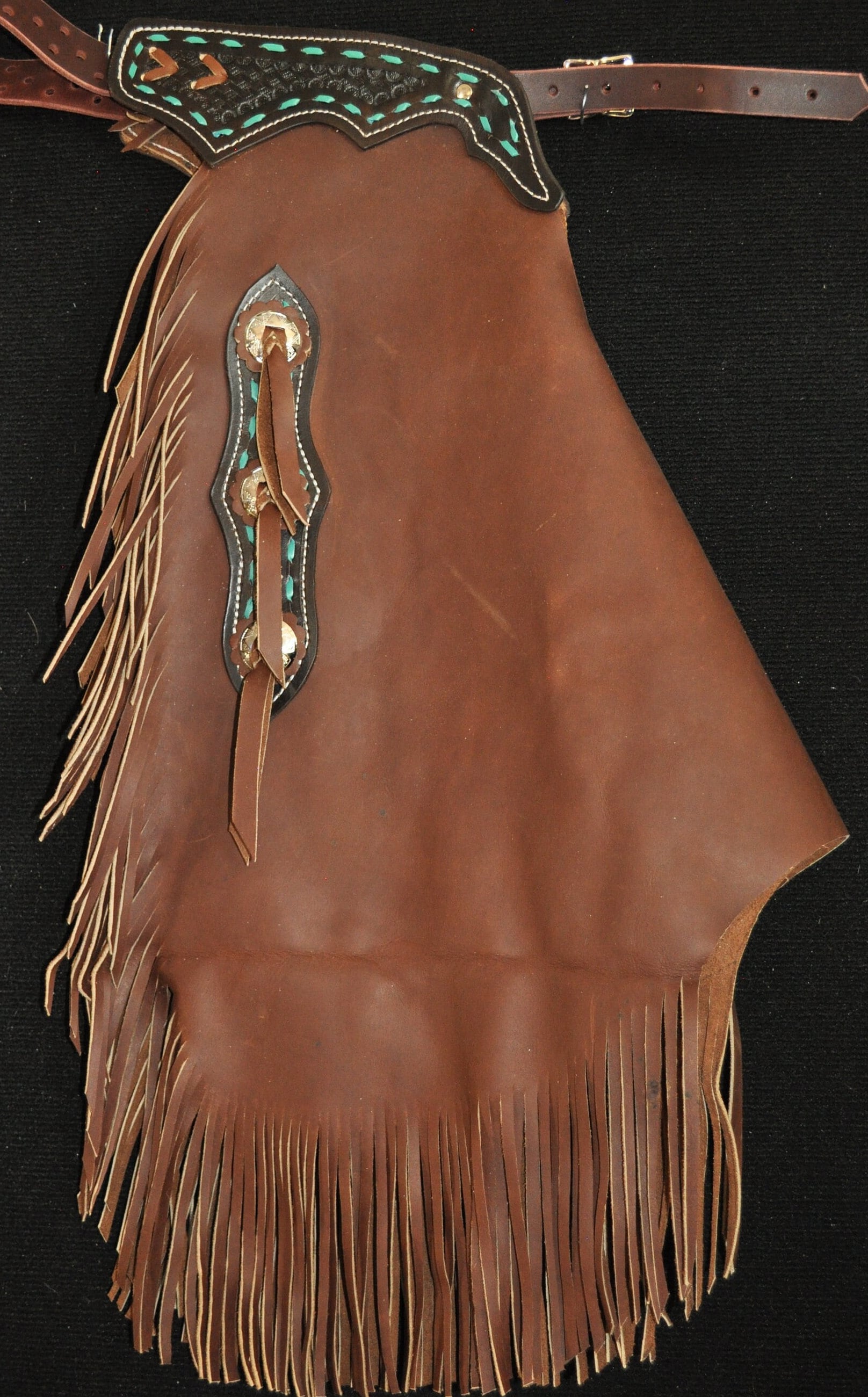 Custom Made Leather Chinks/New Chaps/Turquoise/R Bar K