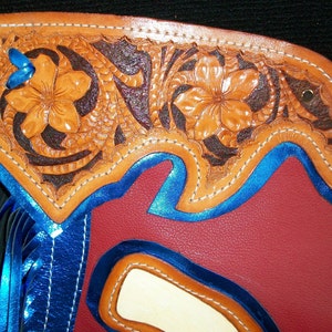 Custom Made Bronc Riders Chaps/ New/ Custom Leather/ Rodeo Chaps/R Bar K image 2