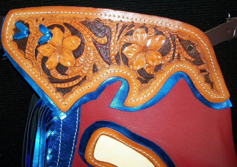 Custom Made Bronc Riders Chaps/ New/ Custom Leather/ Rodeo Chaps/R Bar K image 2