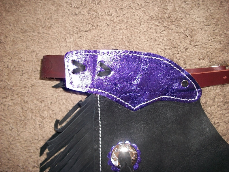 Custom Made Leather Youth ChinksNew Metallic PurpleR Bar K