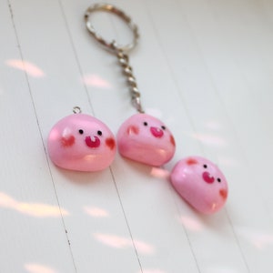 Kawaii Peach, Polymer Clay Charm, Kakaotalk, Keychain, Cute Fimo Charm