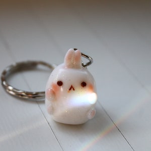 Kawaii Rabbit, Bunny, Polymer Clay Charms, Keychain, Cute Fimo Charm