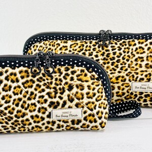 Stylish Toiletry Set Travel Bag Cosmetic Hair Bag Zippered Beauty Bag Mom Teen and Me Bag Diaper Wipes Bag Leopard Makeup Clutch Trinket Bag image 4