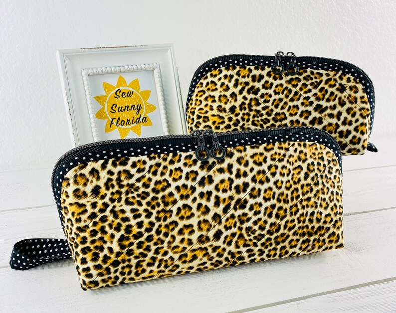 Stylish Toiletry Set Travel Bag Cosmetic Hair Bag Zippered Beauty Bag Mom Teen and Me Bag Diaper Wipes Bag Leopard Makeup Clutch Trinket Bag image 6