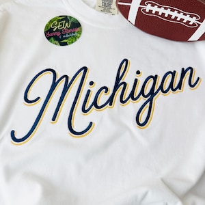 Shadow Embroidery Font State Tshirt - College Football Season - 50 States Custom Embroidered Sweatshirt - College Merch