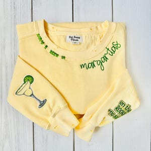 Embroidered Margarita Sweatshirt: Distressed Comfort Colors Pullover