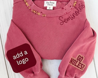 Custom Hand-Distressed Comfort Colors Sweatshirt: Collegiate Team Apparel