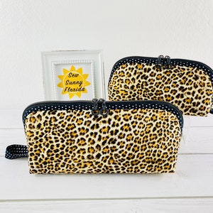 Stylish Toiletry Set Travel Bag Cosmetic Hair Bag Zippered Beauty Bag Mom Teen and Me Bag Diaper Wipes Bag Leopard Makeup Clutch Trinket Bag image 1
