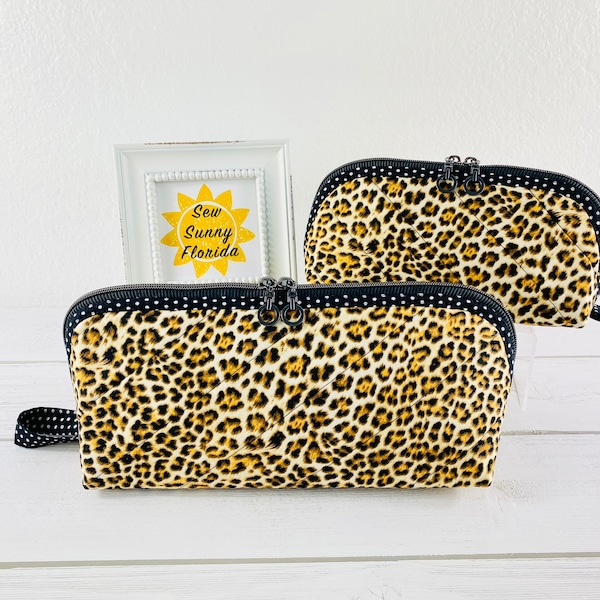 Stylish Toiletry Set Travel Bag Cosmetic Hair Bag Zippered Beauty Bag Mom Teen and Me Bag Diaper Wipes Bag Leopard Makeup Clutch Trinket Bag