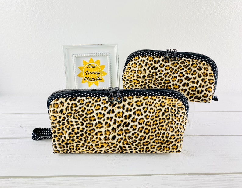 Stylish Toiletry Set Travel Bag Cosmetic Hair Bag Zippered Beauty Bag Mom Teen and Me Bag Diaper Wipes Bag Leopard Makeup Clutch Trinket Bag image 1