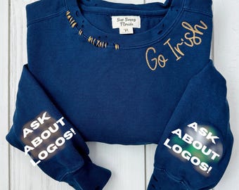 Distressed college sweatshirts hot sale