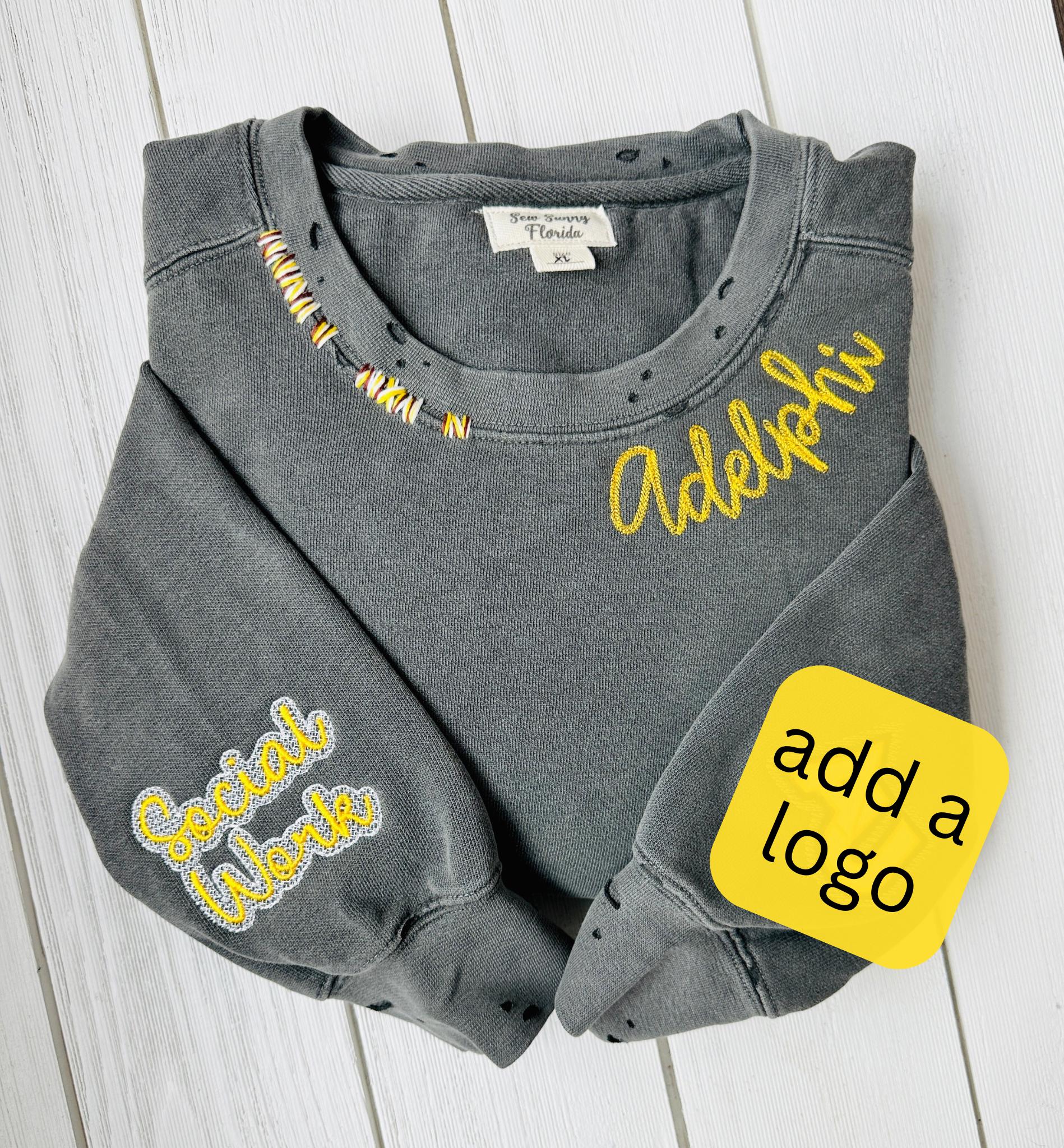 Embroidered Comfort Colors Sweatshirt: Distressed College Alumni Pullover