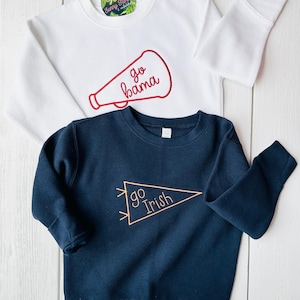 Toddler Game Day Sweatshirt: Embroidered Team Spirit Apparel - Football - Baseball - Hockey - Basketball - College, Pro and Local Teams