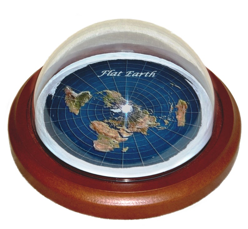 Flat Earth Map Dome Display Model wood base clear plastic | Etsy