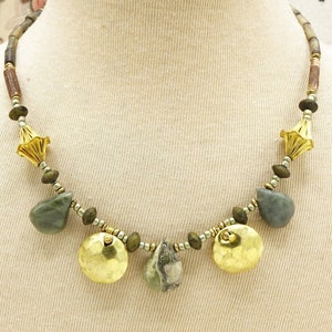Variscite-steenkralenketting - edelsteenketting - kerstcadeau voor haar - etnische tribale ketting - cadeau beste vriend - boho-ketting