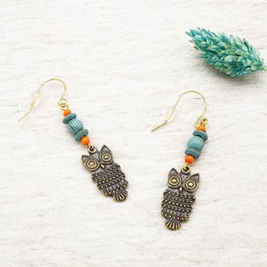 Boho Earrings -  Owl Earrings - Ethnic Earrings - Beaded Earrings - Gift for Her - Earrings for Women - Best Friend Gifts