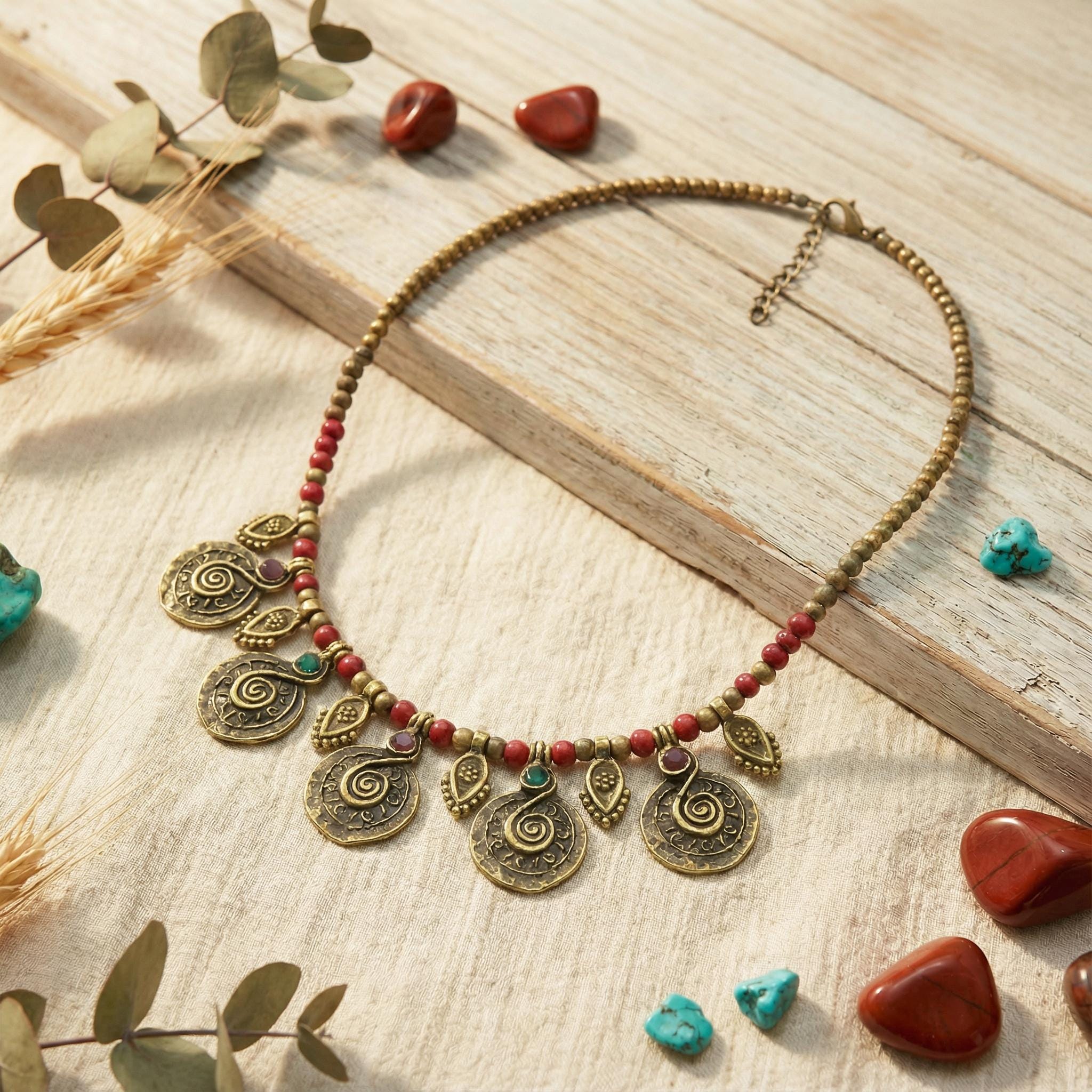 Collier Spirale Koru En Nacre Brun - Sculpté à La Main - Marque 81stgeneration