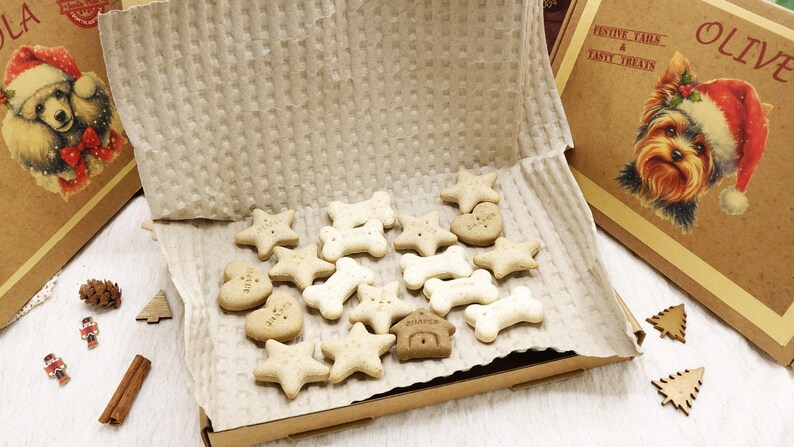 Dog Christmas Gift -Personalized Box Of Dog Treats - Dog Xmas Gift Box - Puppy Treats - Doggy Christmas Present- Doggy Treats image 2