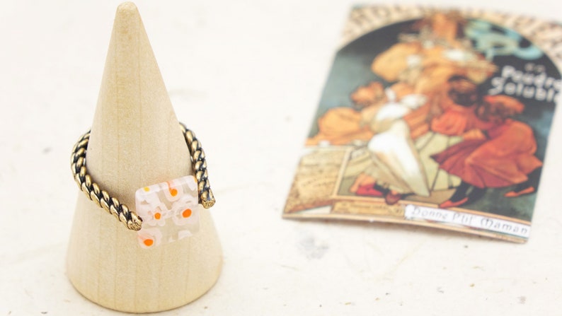 Rings for Women Murano Glass Ring Boho Ring Floral Ring Whimsical Jewelry Dainty Ring Flower Ring Gemstone Ring