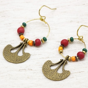 Boho Drop Earrings - Dangle Rustic Earrings - Gift for Her - Ethnic Earrings - Antique Earring - Bohemian Jewellery - Beaded Earrings